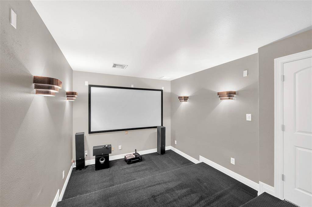 Indulge in movie nights with a large screen and media equipment.