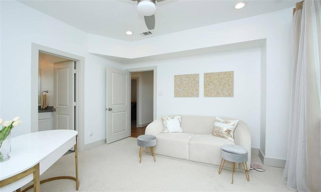 The second of two large secondary bedrooms located on the third floor. This spacious room comfortably fits a king size bed and includes a full bath.