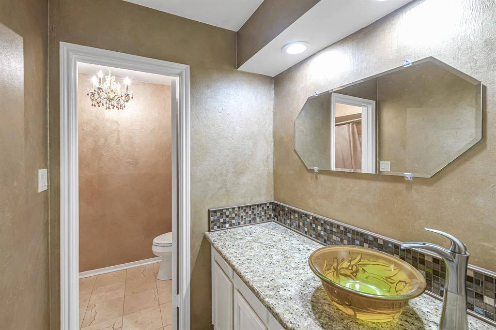 Upscaled designs in secondary bathroom