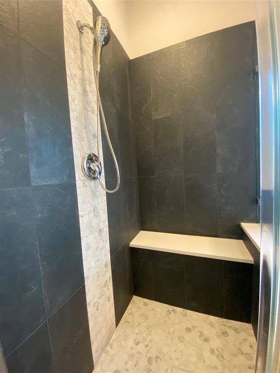 Entrance to the double sink bathroom