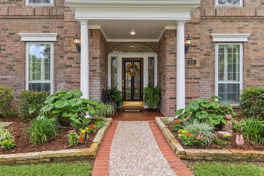 Mature landscape welcomes you as your guest approach the home. A 5 zone yard irrigation system, equipped with a Wilkins freeze prevention valve makes this easy to maintain during dry spells. The covered portico will protect your package deliveries from the elements.