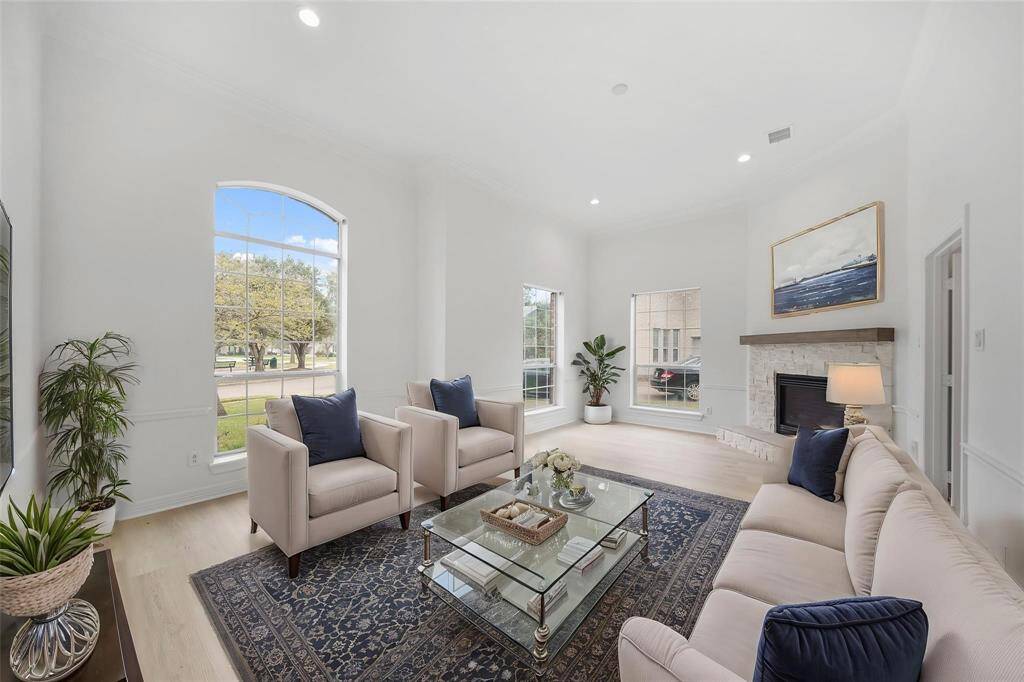 Expansive windows not only brighten the space but also provide picturesque views.