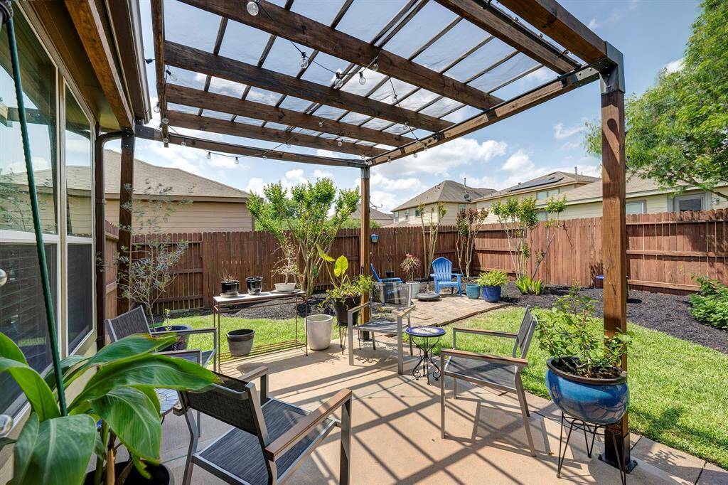 The seller added this pergola to enhance enjoyment of the patio