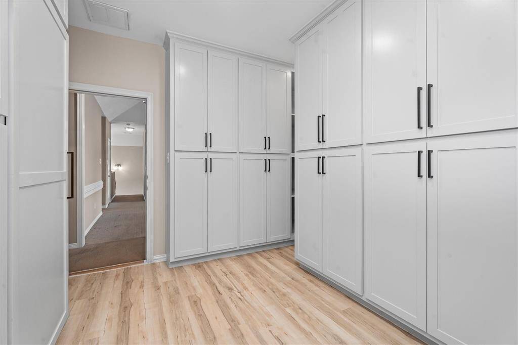 These built-ins are double deep to hold all of your decorations.  Could be an amazing hobby room!