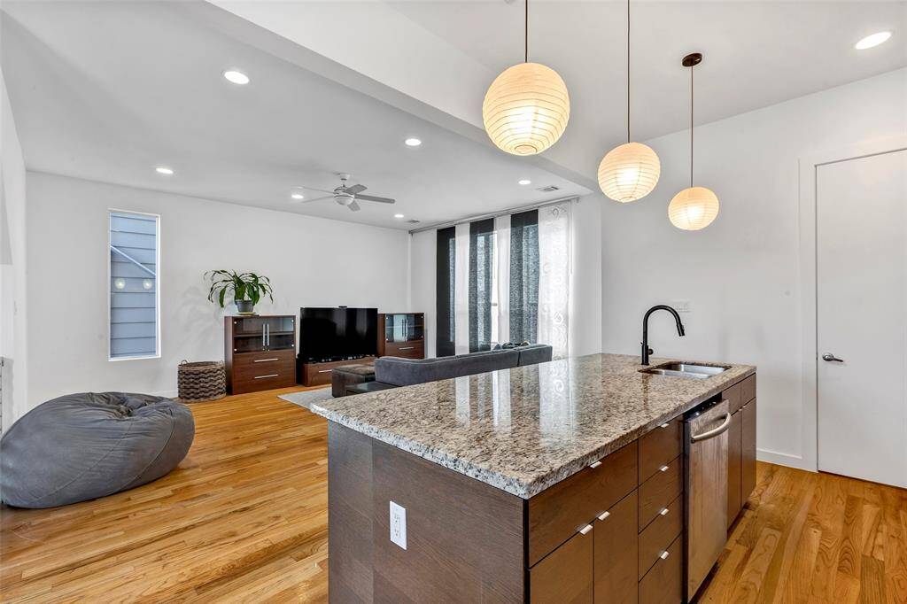 A view from the kitchen, offering a fresh perspective of the living room and its open, inviting space.