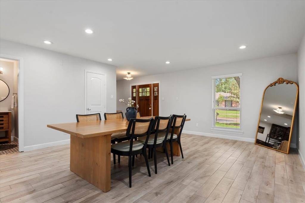The dining room is a great size, perfectly fits a large table.