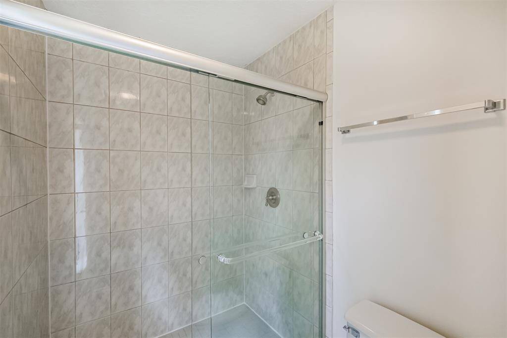 And beautiful glass framed shower