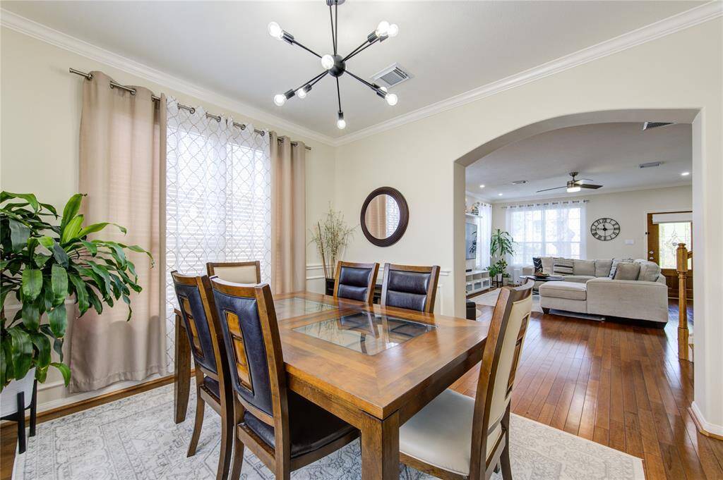 Modern and updated light fixtures.