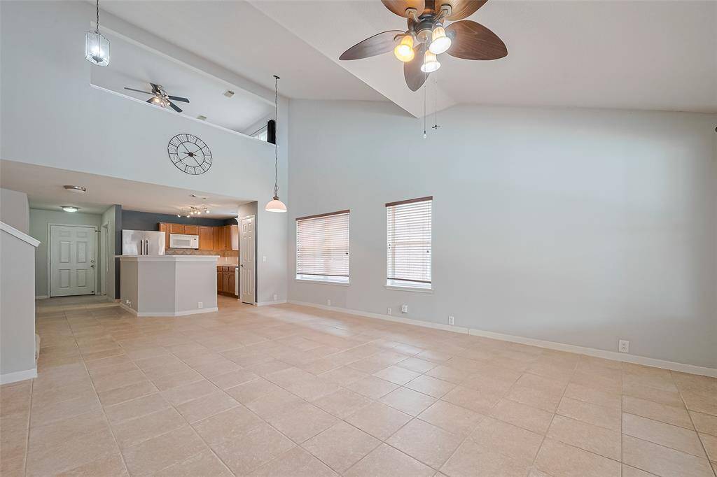 Living room flows seamlessly into kitchen
