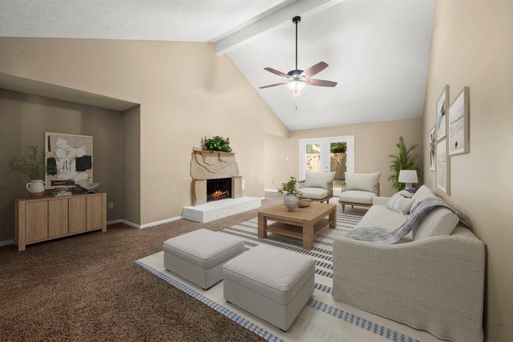 Large and open living room with media nook