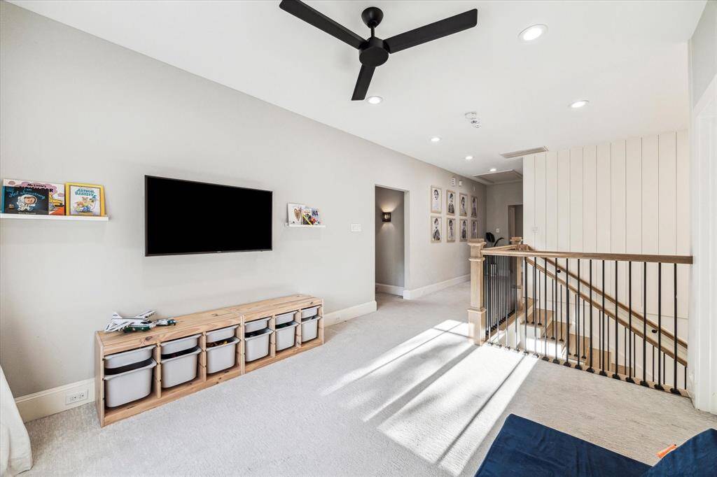 Ample storage space and counter space with a seated vanity area.