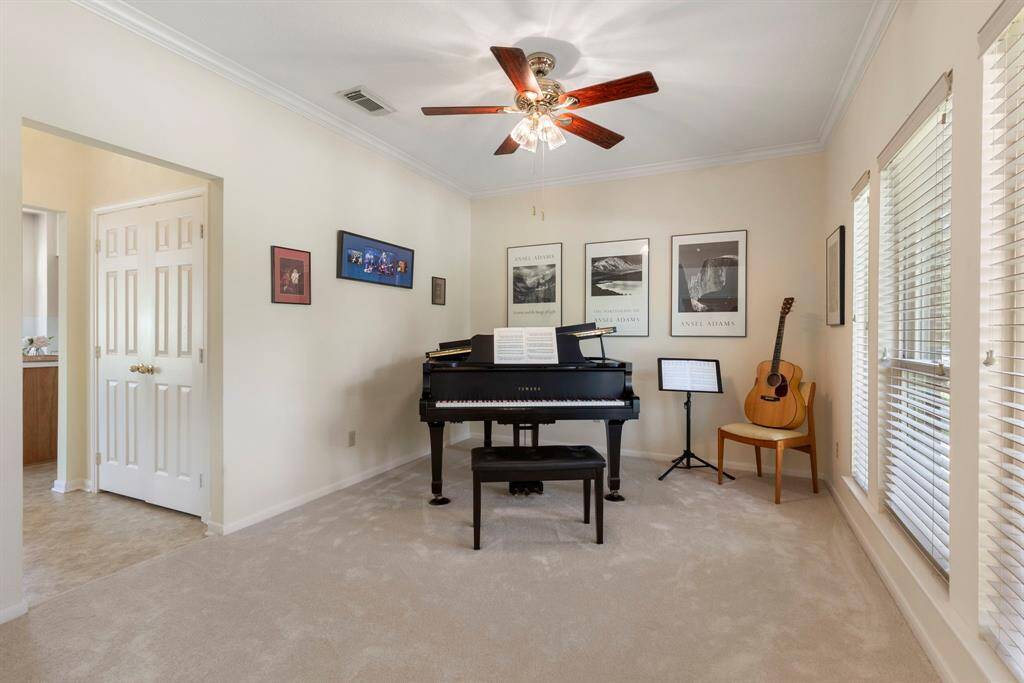 At the right of the entry, you'll appreciate is a formal dining room, music space or functional area for whatever your needs are.