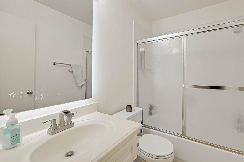 In suite bathroom.