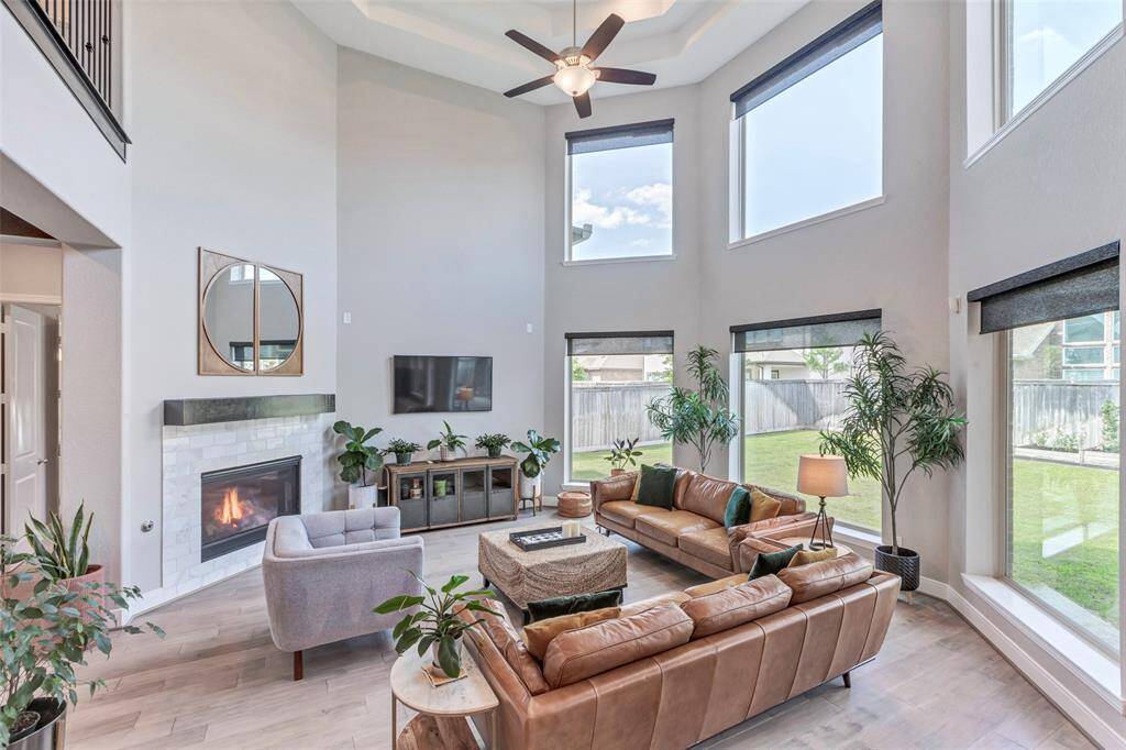 Cozy gas log fireplace