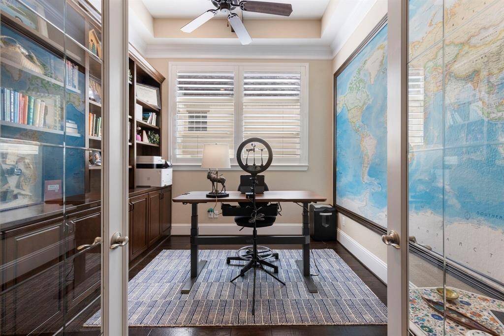 Large study with french doors upon entry.
