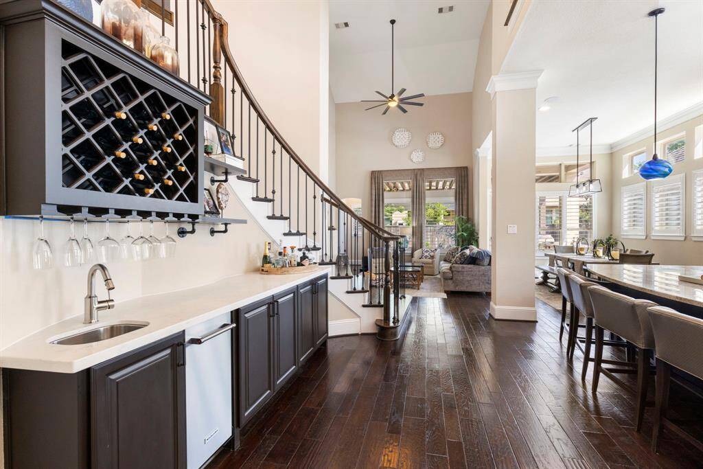 Custom designed and built wet bar with built in ice machine.