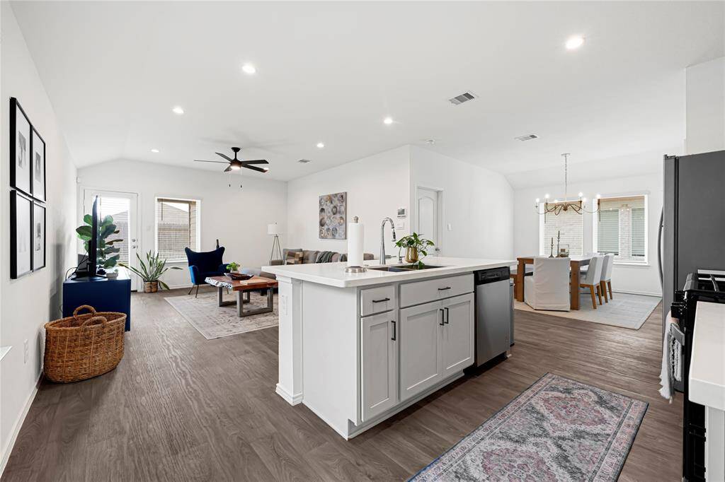 Open concept with view of the living room and the dinning room.
