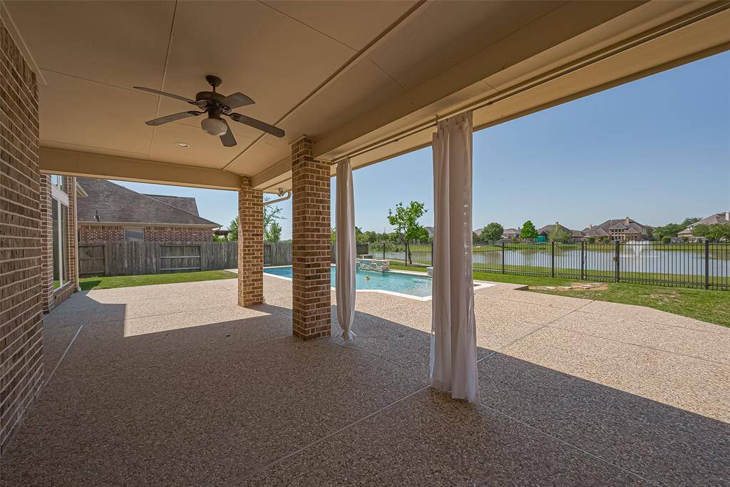 The covered patio is large enough for a dining set and lounge furniture.  Plenty of shade to sit back and enjoy the view!