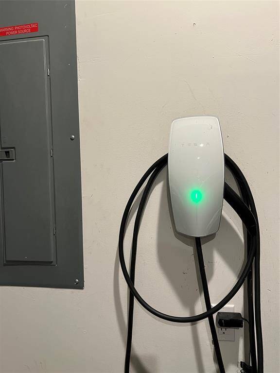 Tesla charger in garage