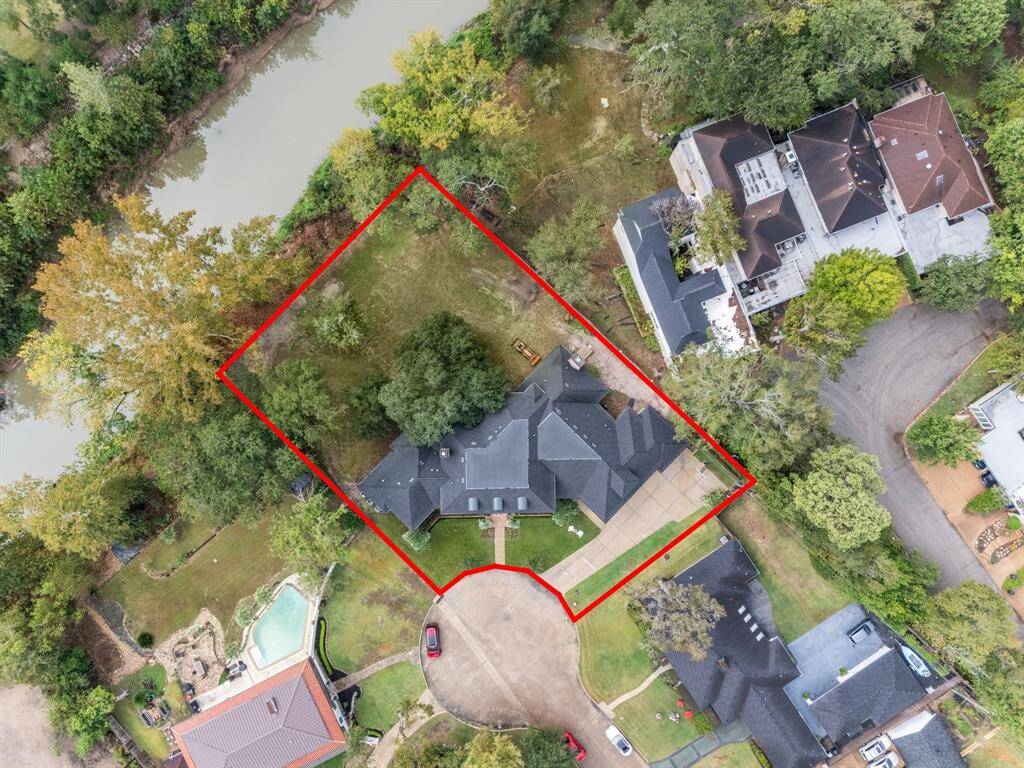 Aerial view of this expansive lot & exquisite home, zoned to acclaimed Spring Branch ISD schools: Frostwood Elementary, Memorial MS & Memorial HS!