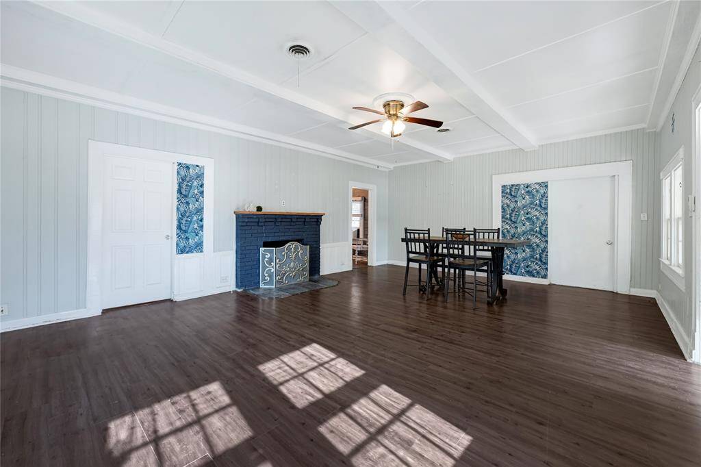 Sit in your living room or eat in your dining and room and enjoy the wood burning fireplace.