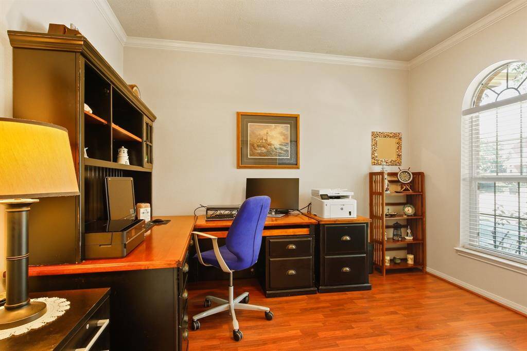Spacious study perfect for two workstations.