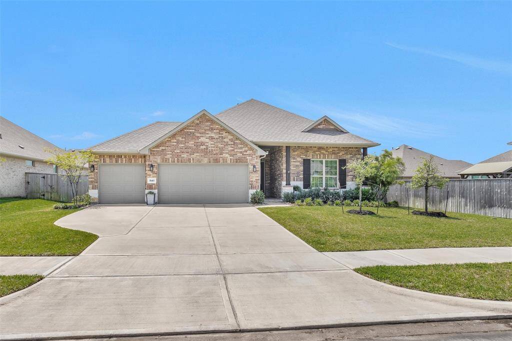 Welcome to your immaculate single-story DR Horton home, featuring a charming brick façade, full gutters, and a spacious 3-car garage. Located on an oversized lot in the desirable Raleigh Creek community, this home combines curb appeal with comfort and convenience.