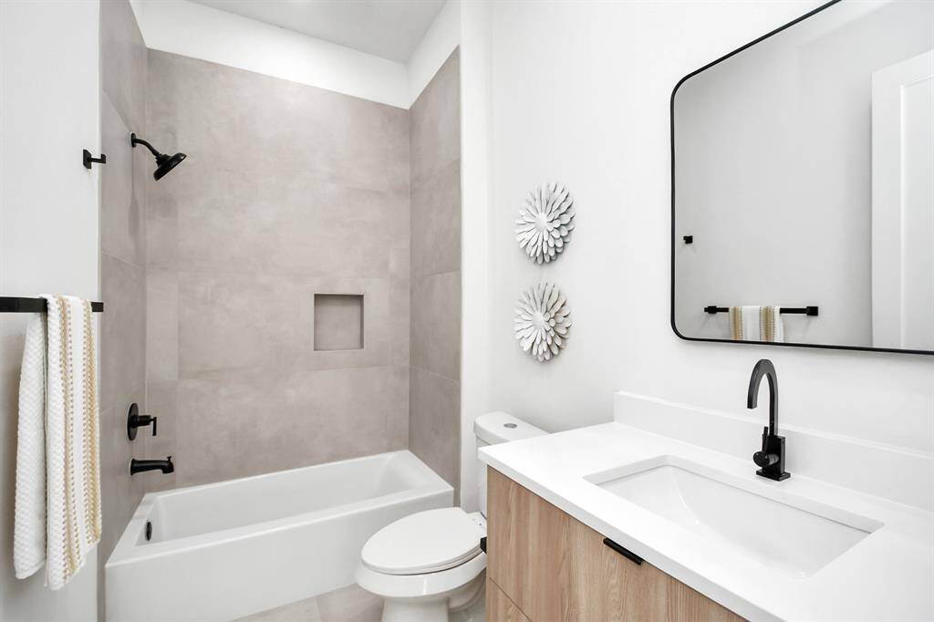 First full bathroom on the first floor offers a tub & shower combo.