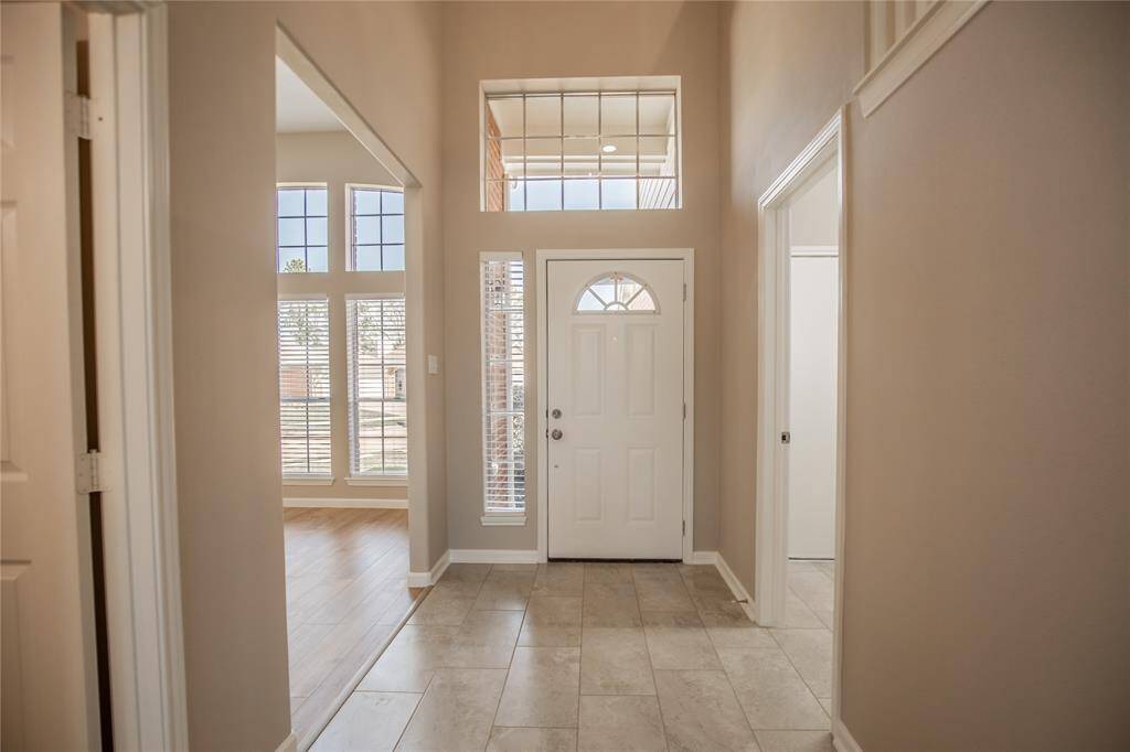 Entry with high ceilings.