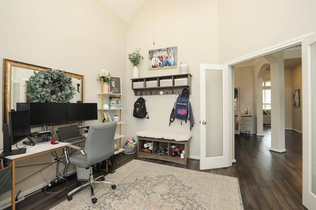 The office has double glass doors for more privacy.