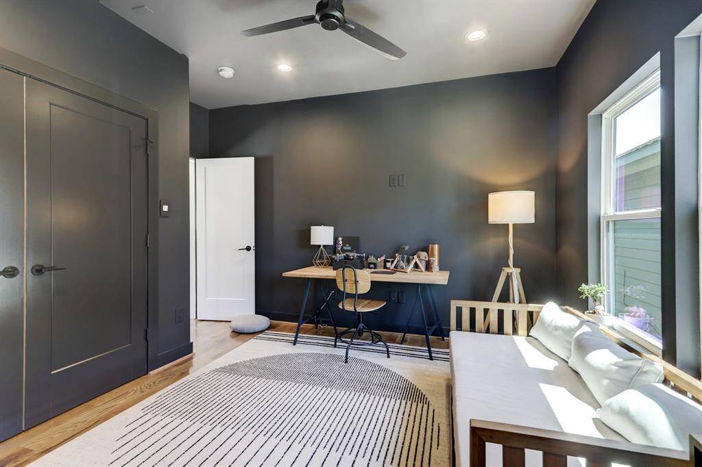 Oversized closet in secondary bedroom.