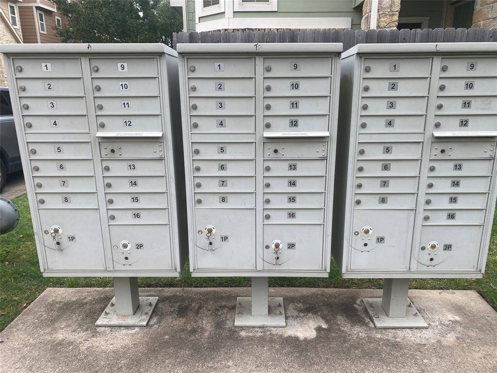 Outdoor community mailboxes within walking distance of the property and located inside the gated community.