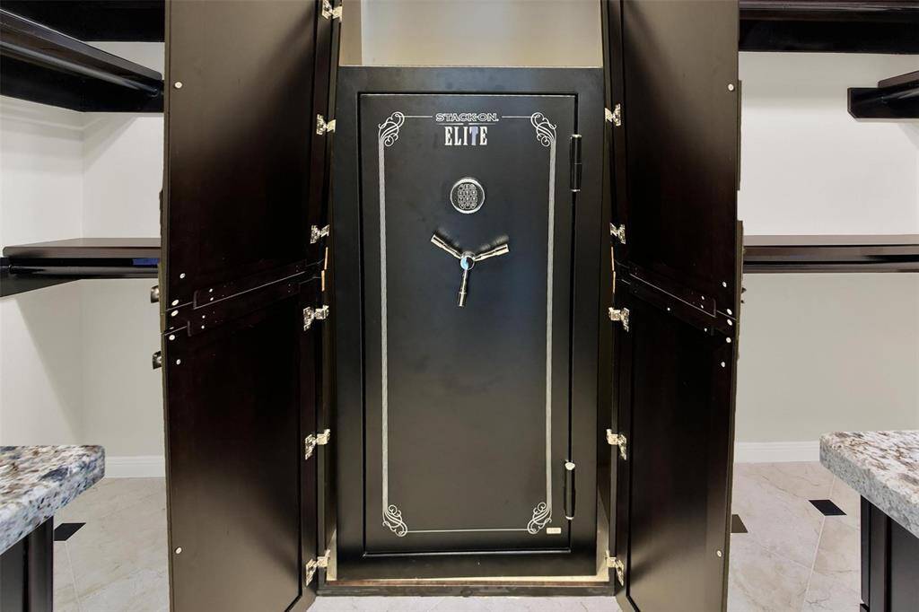 View of safe in closet.
