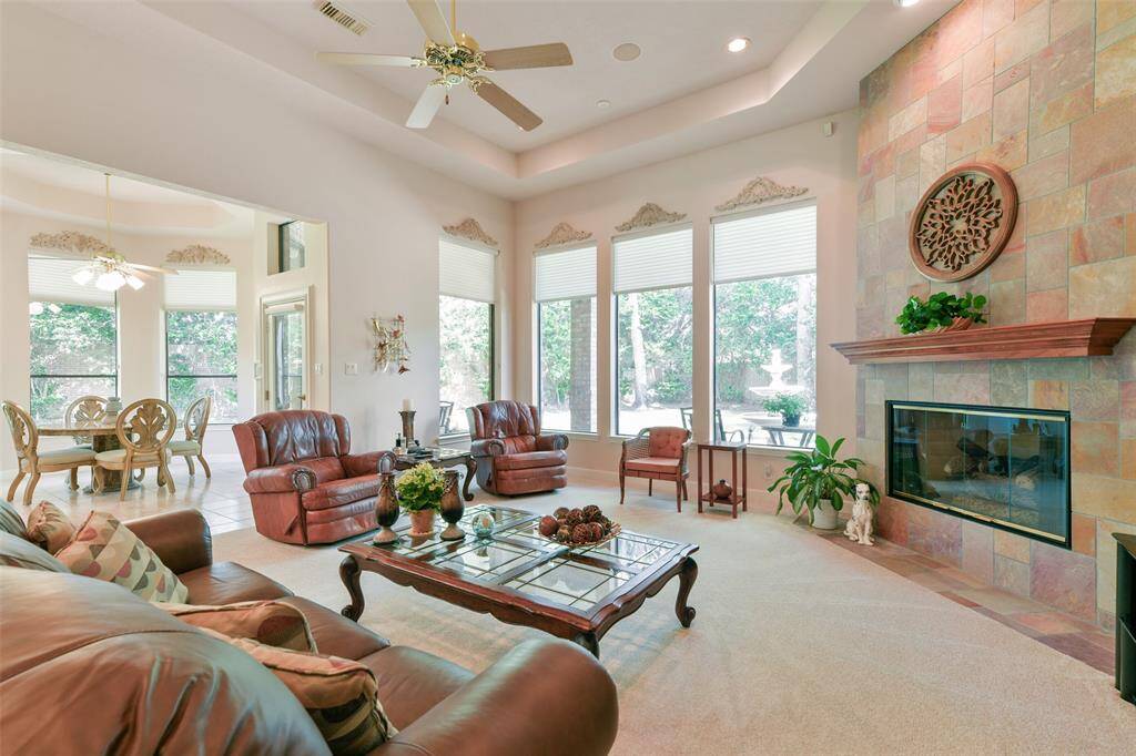 From this angle, you can see the high ceiling and connection to the breakfast area