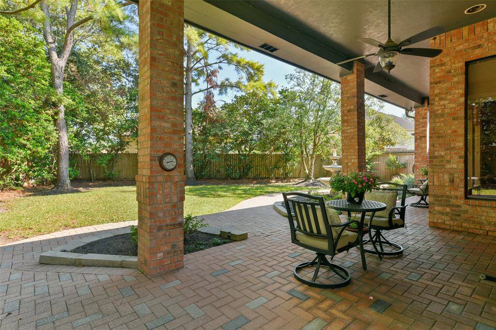 Covered patio in backyard