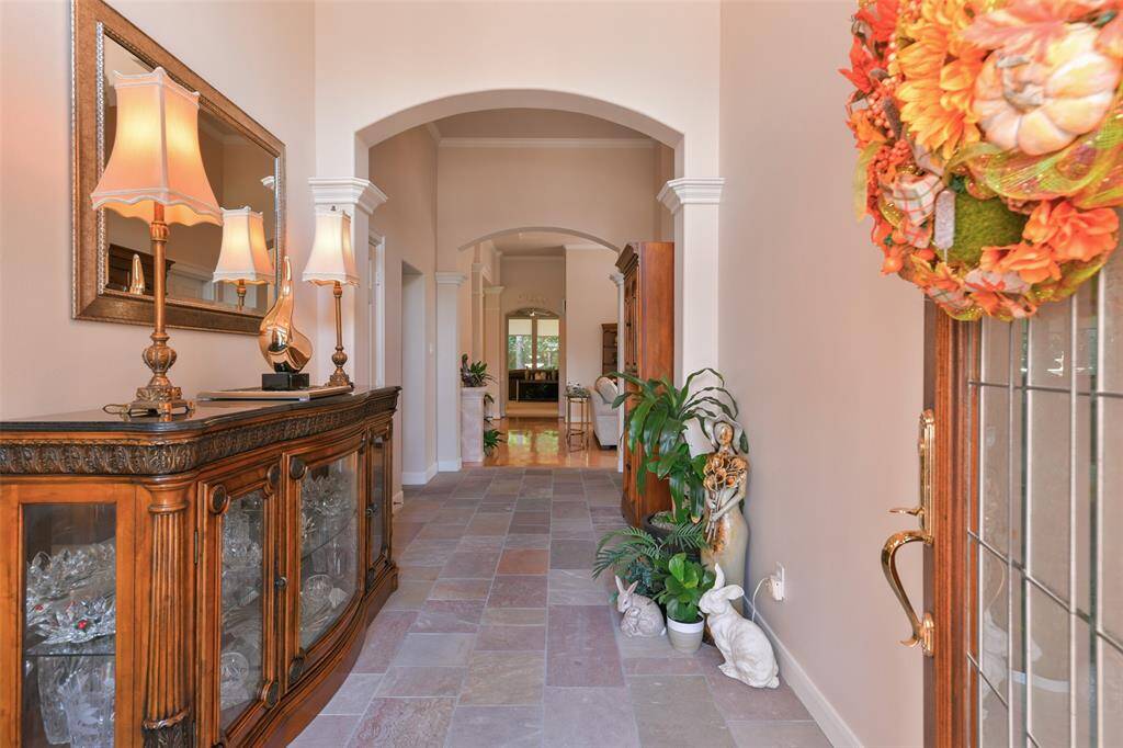 Elegant entryway tiled with African slate