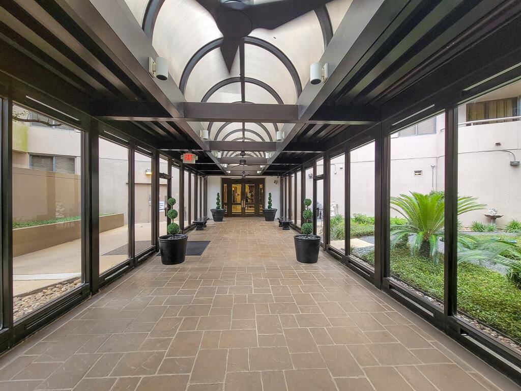Covered passageway connecting the building to the Parking Garage.