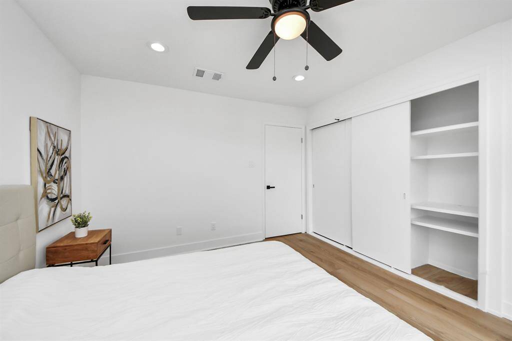 The bedroom features a generous closet and plenty of room for additional furniture.