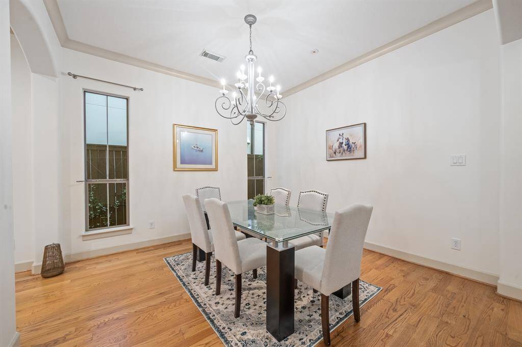 View of the Living Room and stairway from the Dining Room