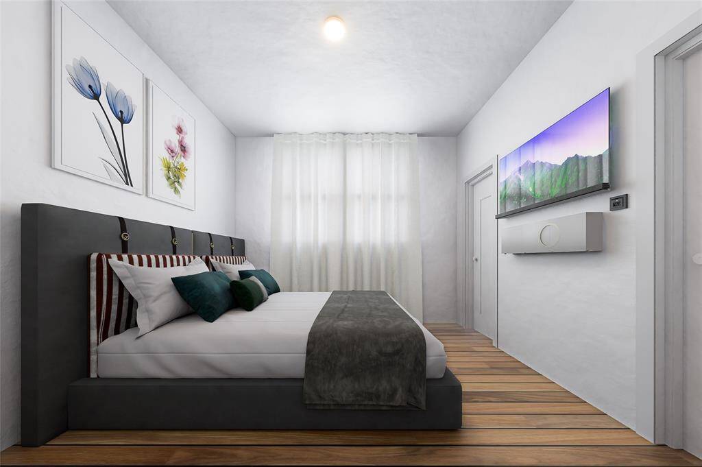 Duplex bedroom rendering.
