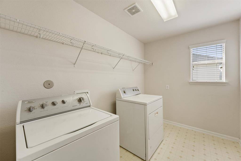 Full size utility room with separate washer and dryer