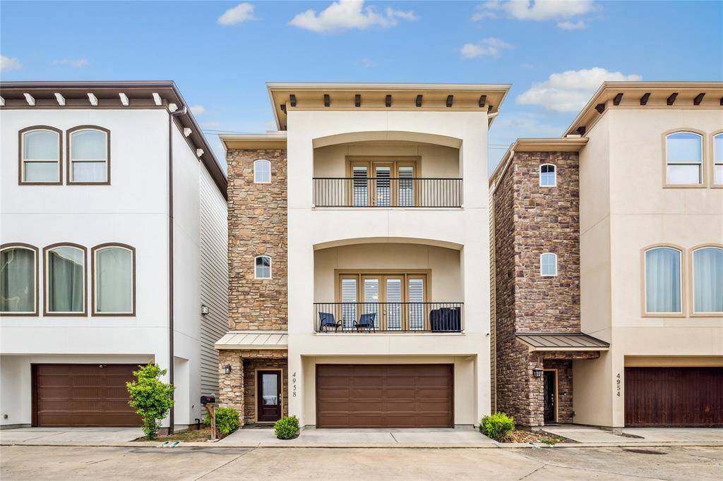 Striking 3-story home with dual balconies on every level—designed for both style and comfort in a gated, quiet community near Houston’s vibrant Galleria/Uptown area.