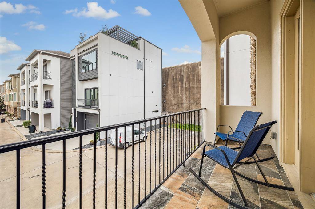Access to a private balcony with views. Balcony located on second level.