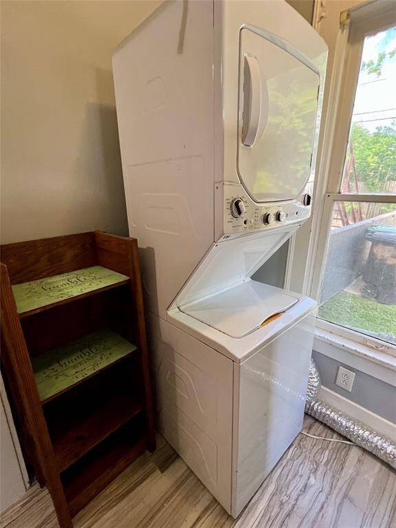 The kitchen is very spacious and has room for a small seating area. The refrigerator and washer/dryer are included.