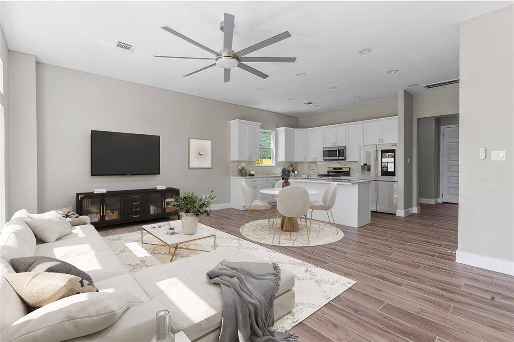 Virtually staged living room