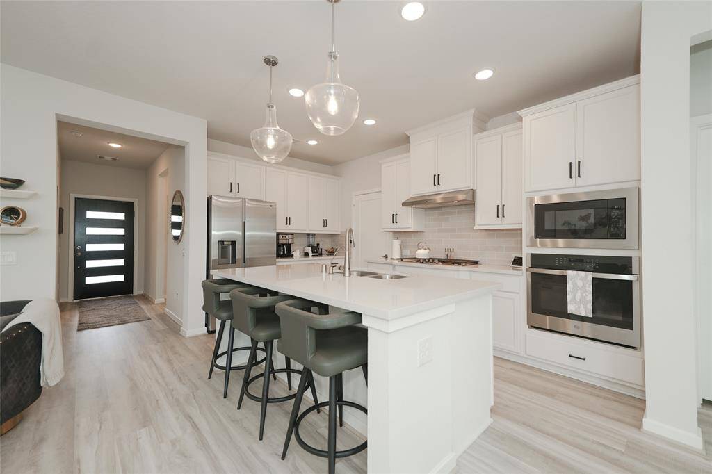 View of kitchen from dining room