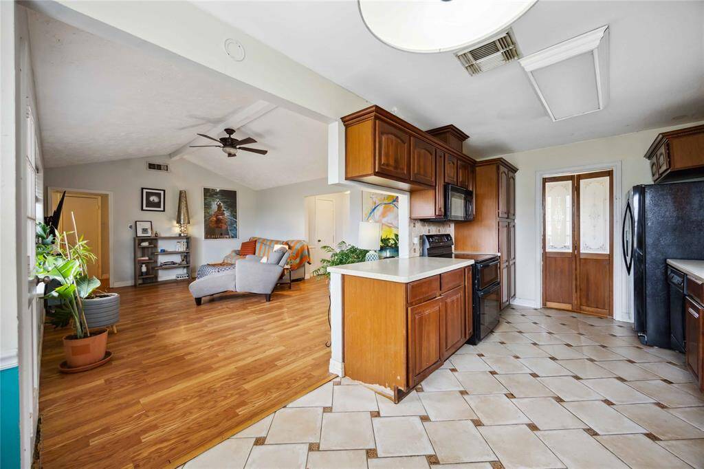 Looking into the living room from the breakfast area