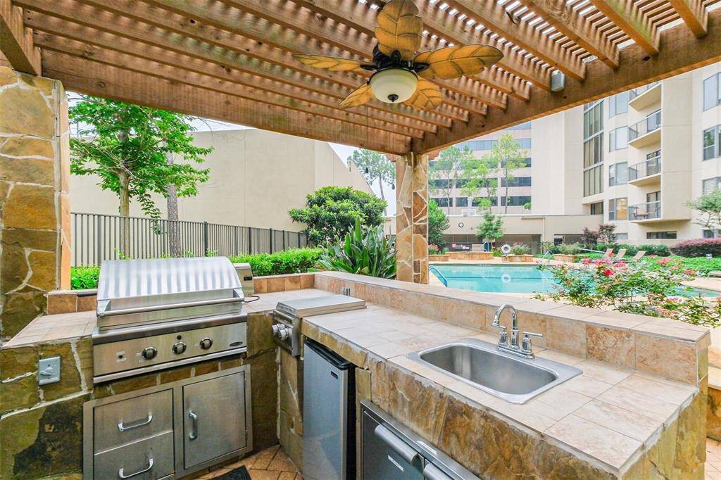 Community outdoor grill.