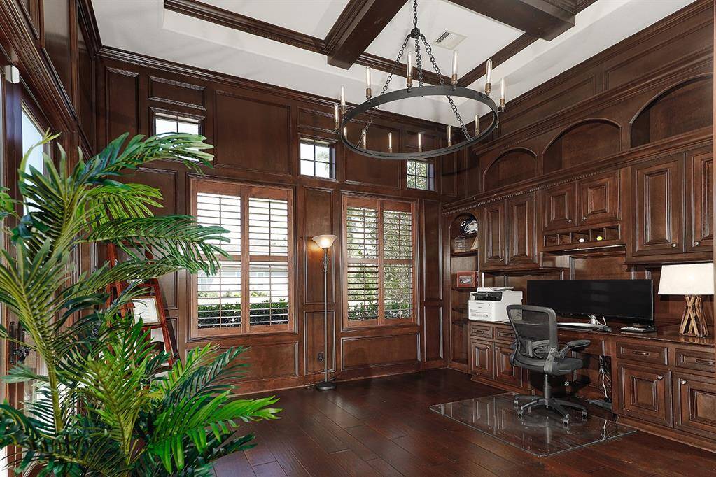 Dedicated home office with stately wood details