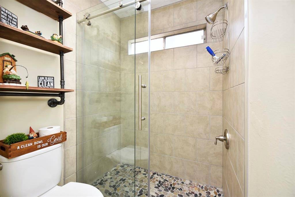 Primary bath has updated shower
